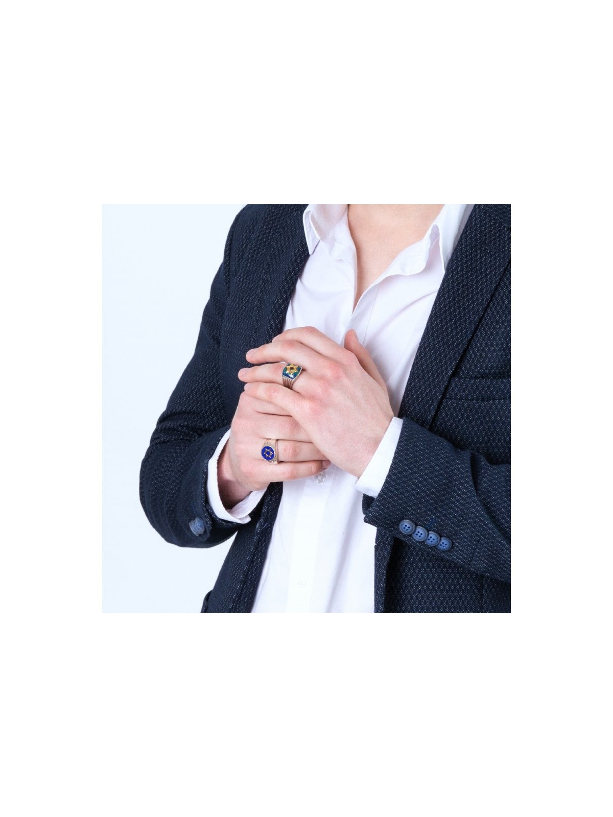 טבעת מצופה כסף סטרלינג ומצופה זהב עם כוכב... | טבעות יהודיות